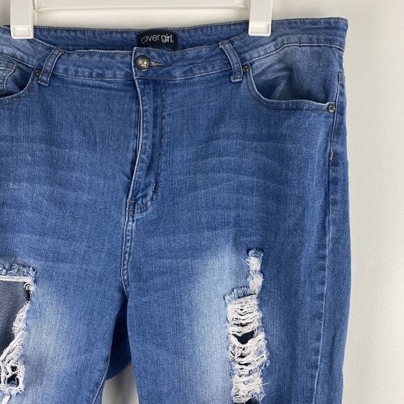 Cover Girl Women's Skinny Jeans Size 22W Light Wash Denim Distressed Raw Hem - Picture 2 of 11